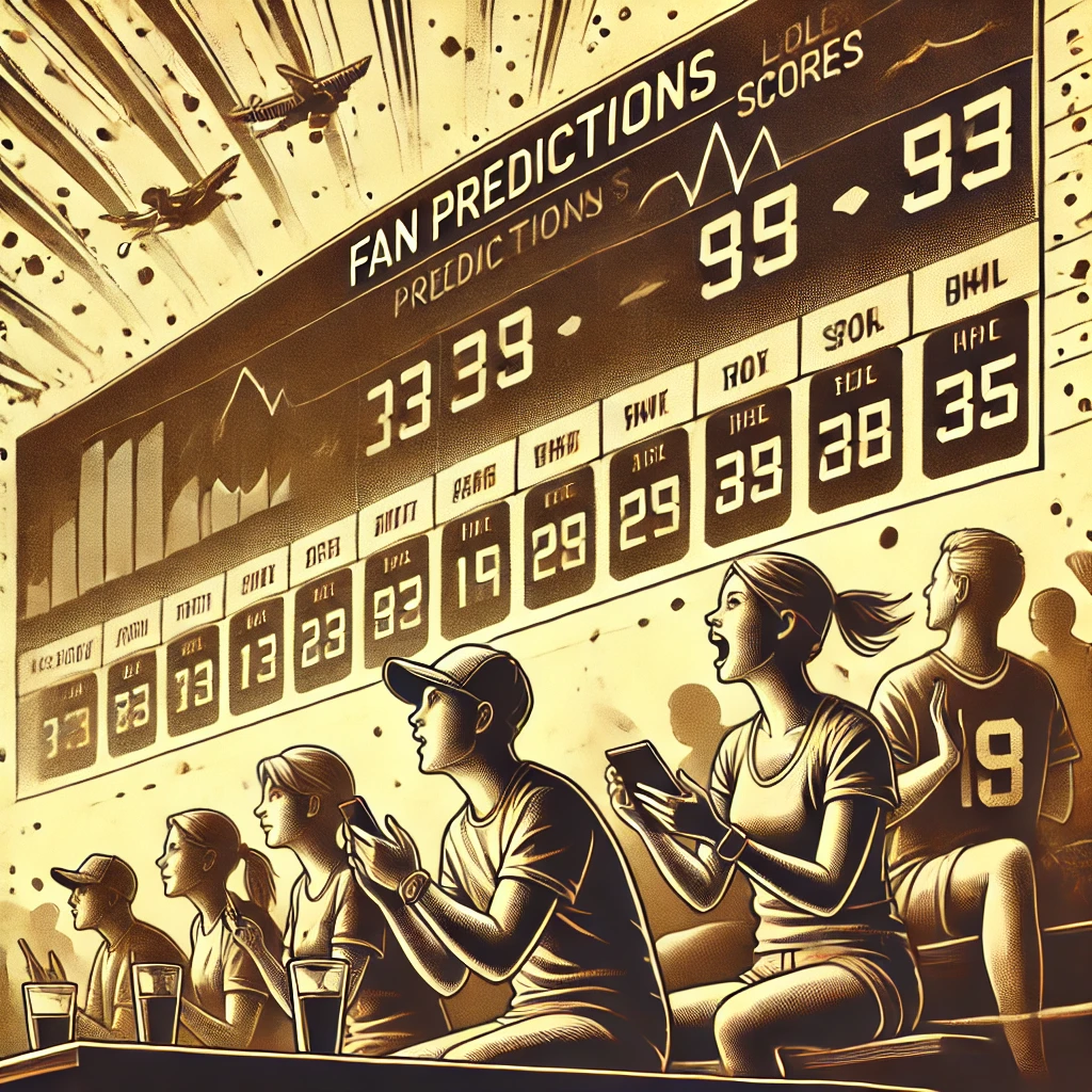 Illustration of a digital leaderboard where fans' play predictions and scores are tracked as the game progresses.